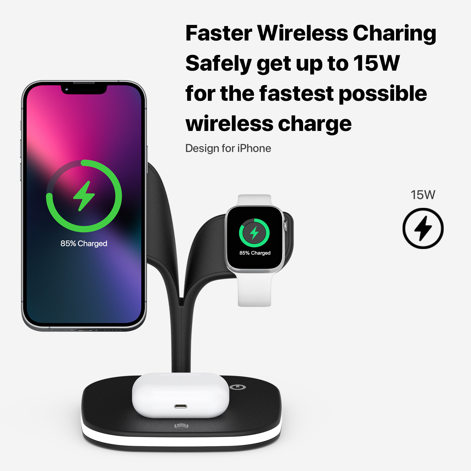 Factory direct new magnetic wireless charger three-in-one bracket suitable for mobile phone headset watch fast charging