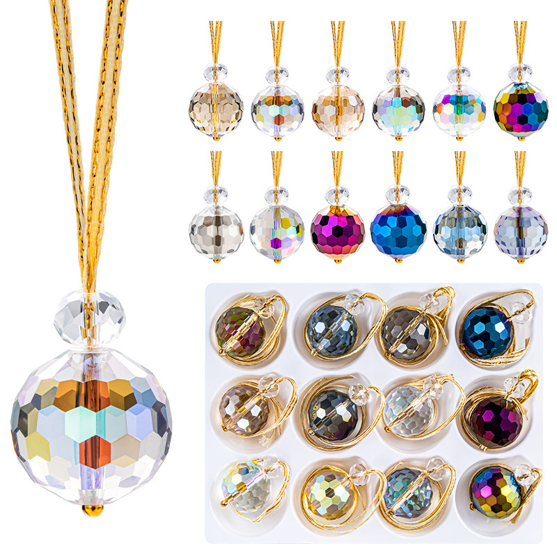 Cross-border Amazon new 22mm electroplating colorful ball beads crystal pendant sun catcher diy Christmas tree pendant