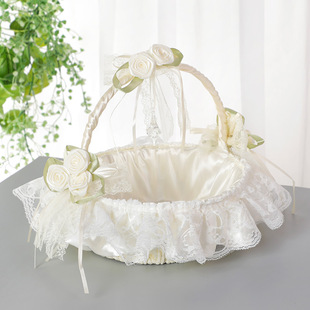 Western-style wedding supplies lace fabric wedding flower basket flower girl flower basket bridesmaid hand basket wedding hall layout