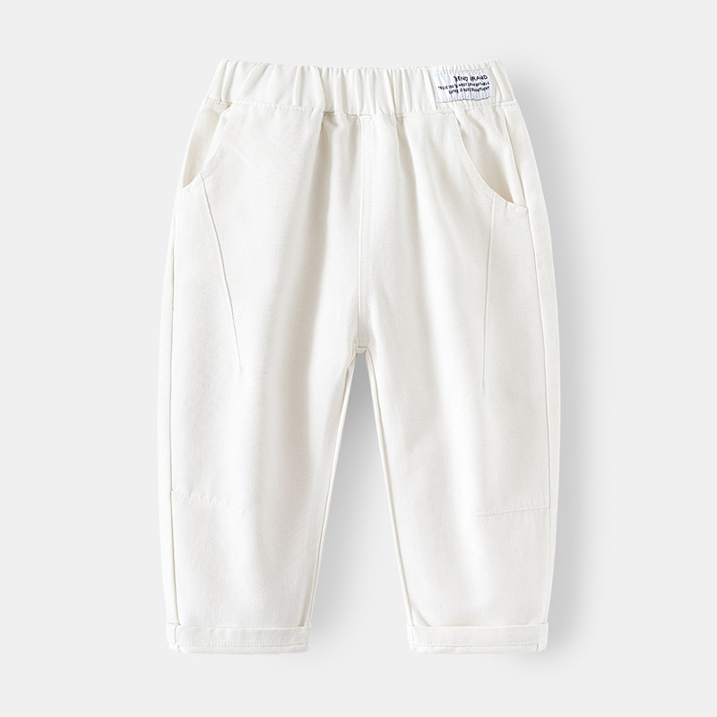 2024 spring new children's pants wholesale boys' trousers baby letter logo fashion casual solid color pants