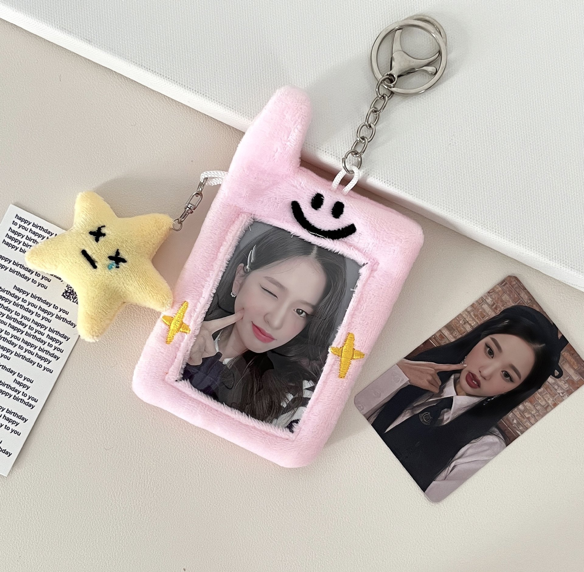 ins South Korea same cute little mobile phone rabbit plush card holder 3-inch Polaroid card holder keychain pendant card book