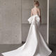 Satin Wedding Dress High-end French White Slim-fit Strapless Simple Bride Wedding Bow Out-door Yarn Spring