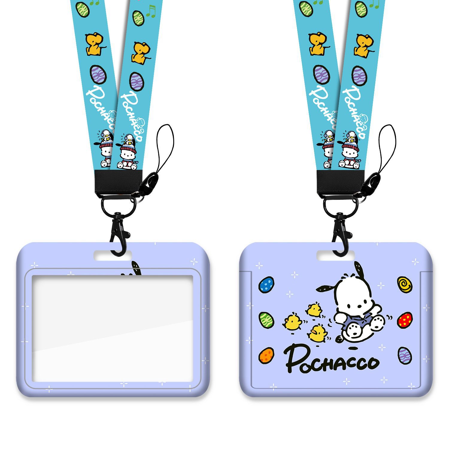 Cartoon Sanrio lanyard horizontal card cover primary school children bus citizen meal card anti-lost transfer badge campus card