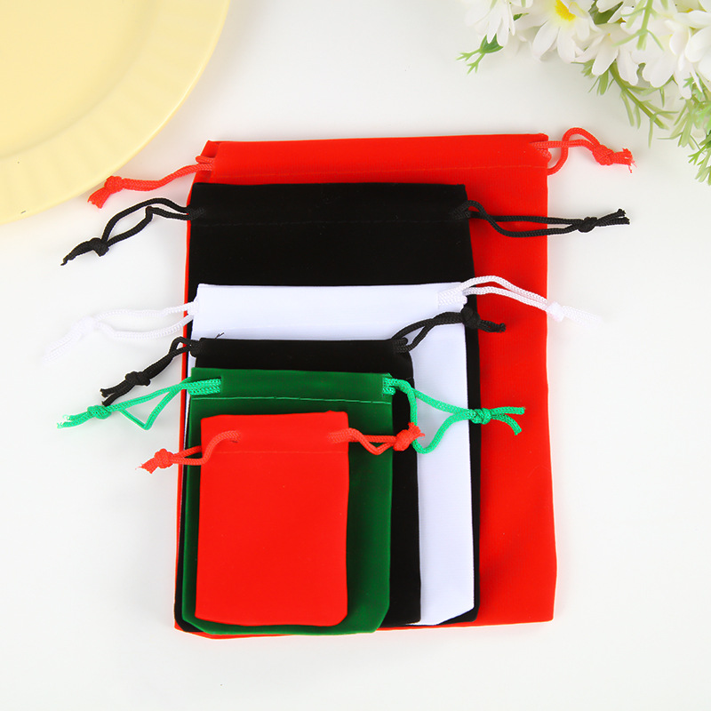 Drawstring drawstring velvet bag flocking jewelry gift glasses headset comb cosmetic packaging bag wholesale printed logo