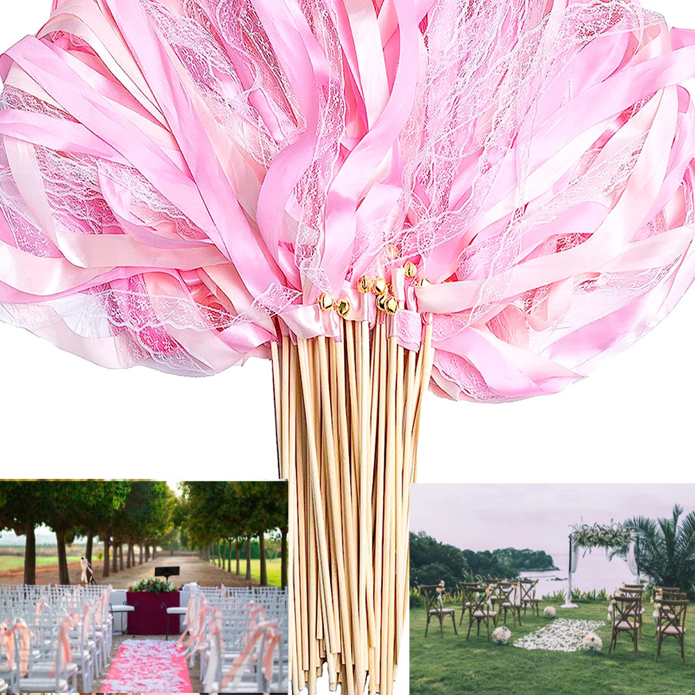 Border Ribbon Wands Color Ribbon Fairy Stick with Bell Party Ribbon Birthday European Wedding Party