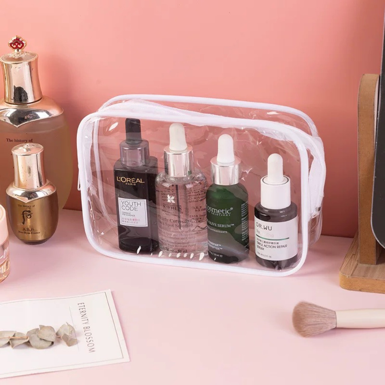 Spot transparent large capacity waterproof and dustproof washing bag cosmetics storage bag daily goods bag travel storage bag
