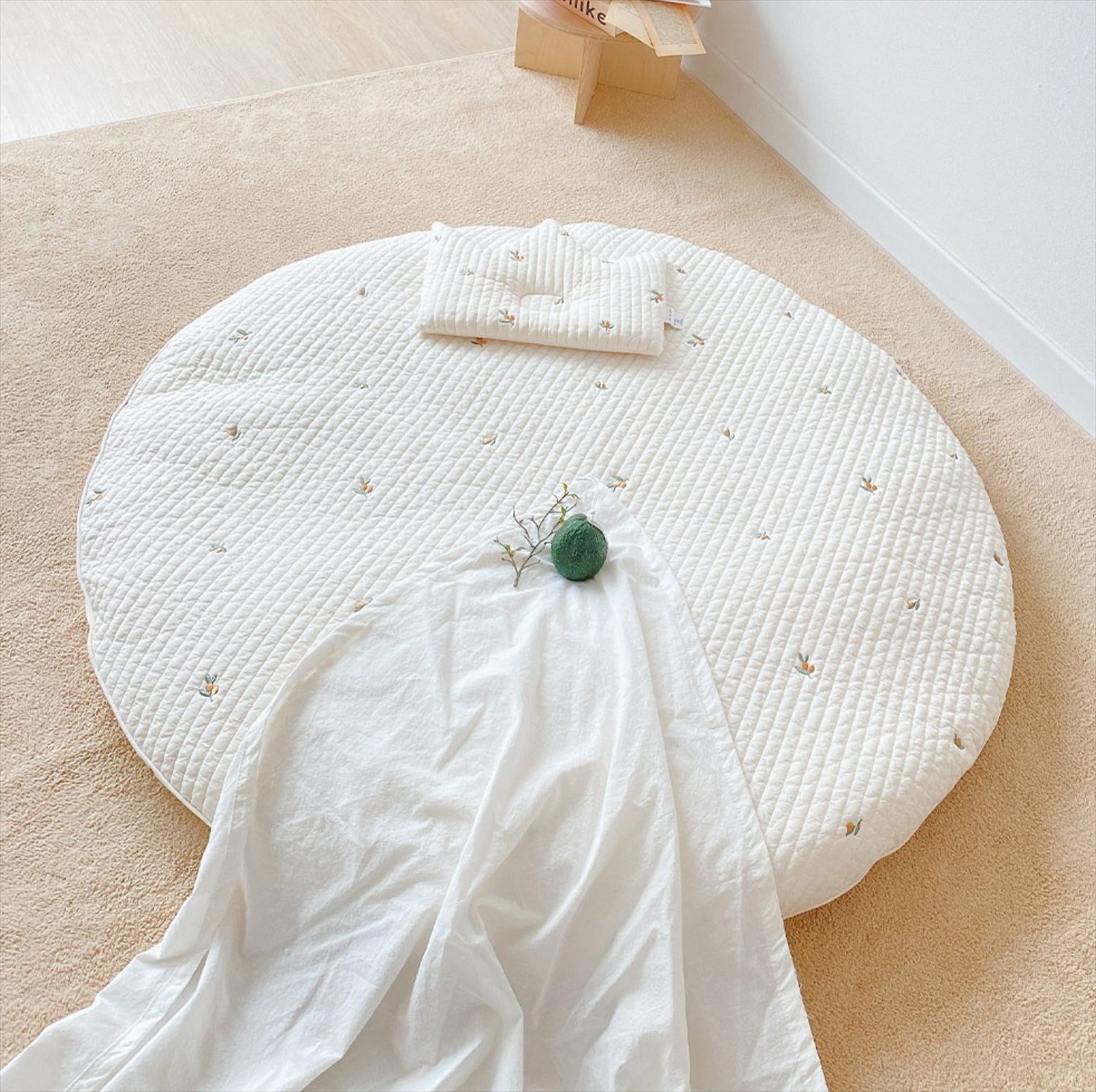 INS Korean Baby Round Crawling Mat Game Mat Removable and Washable Floor Mat Exquisite Embroidered Baby Tent Carpet