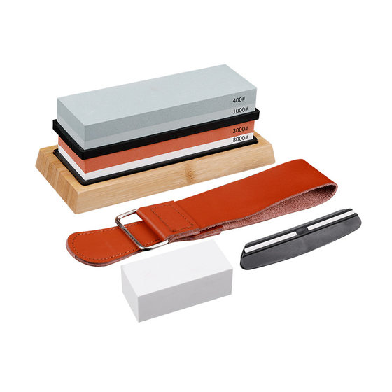 Kitchen outdoor household sharpening stone wholesale double-sided oilstone sharpener suit White corundum fine grinding stone with base