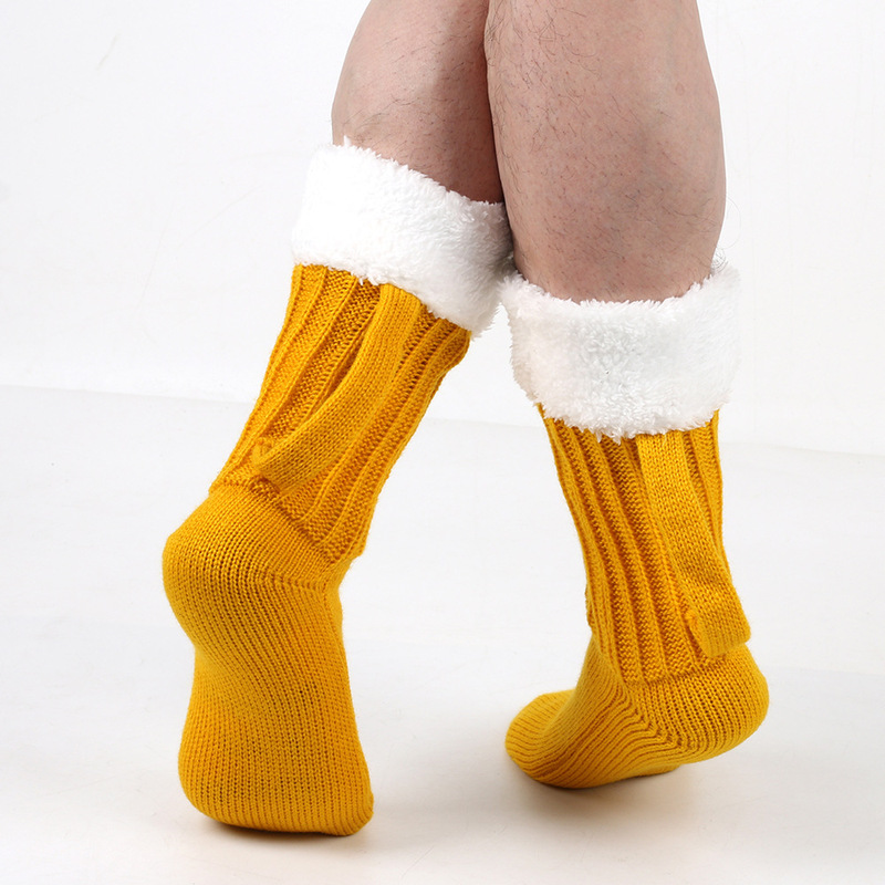 ビールの靴下の太い毛糸の靴下の3d Beer Mug Socksの秋冬のメリヤスの足のカバーの床の靴下の保温の中で靴下|undefined