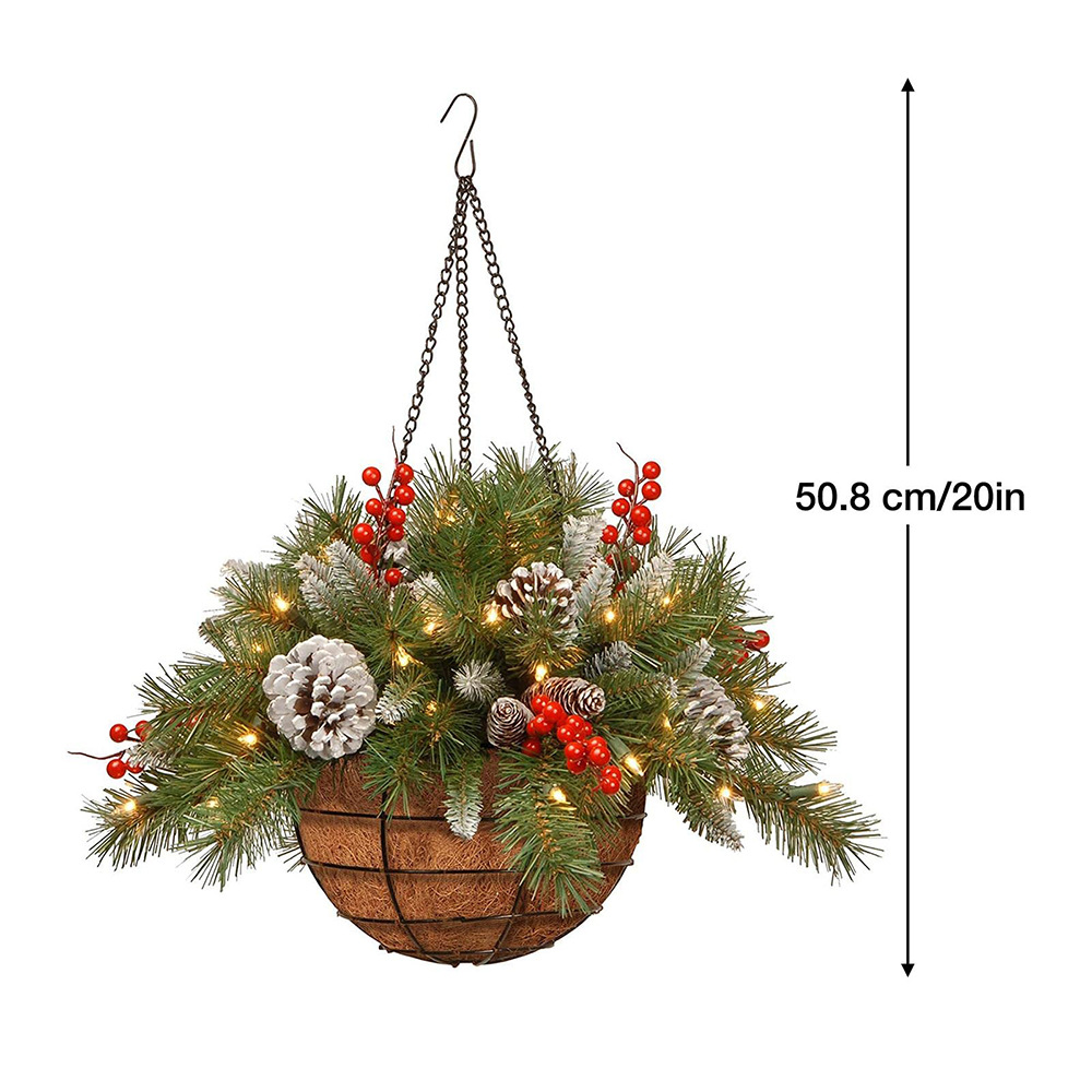 Christmas hanging basket wreath Christmas holiday decorations Christmas wreath European and American home ornaments artificial Christmas hanging baske_voghion.com