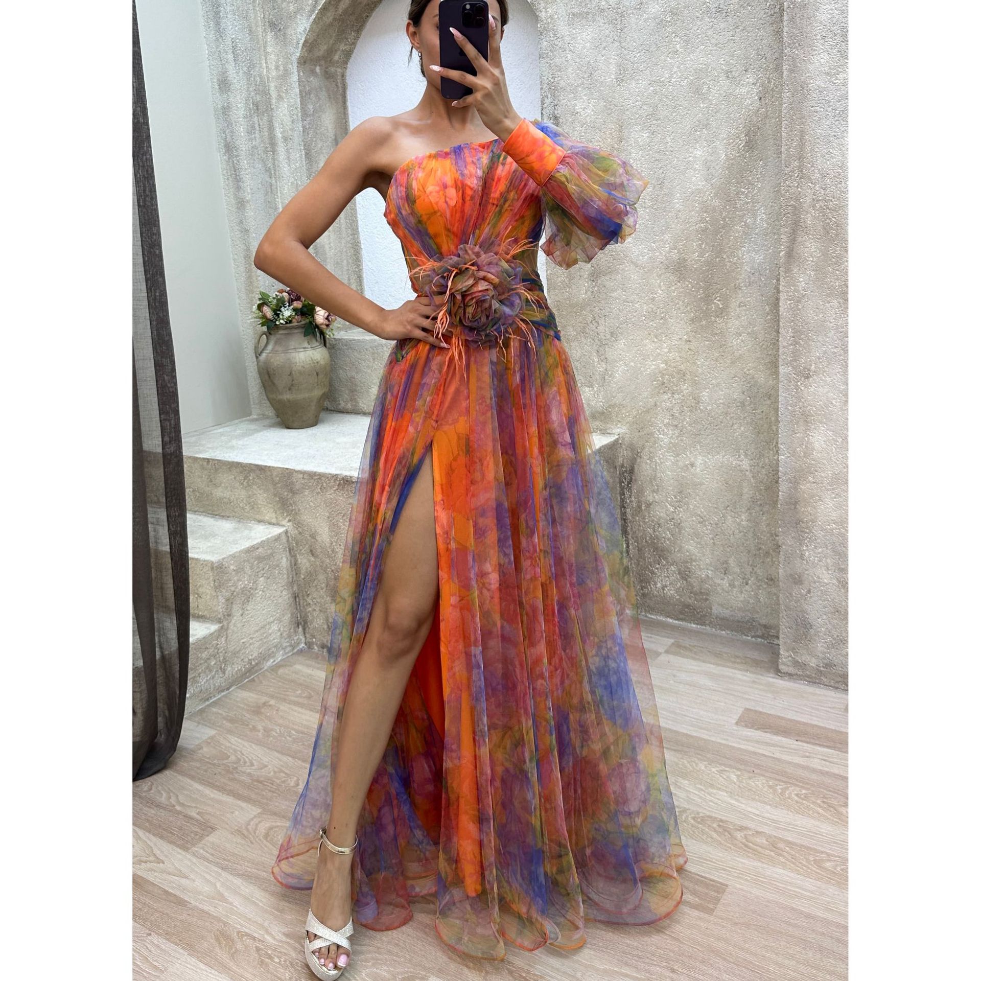 Cross-border 2023 Amazon European and American New Party mesh shoulder dress INS casual fashion dress women