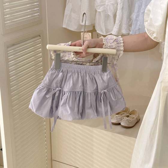Girls' Summer suit 2024 New Korean-style Floral Short-sleeved Baby Girl's All-match Lantern Dress Two-piece Fashionable Set