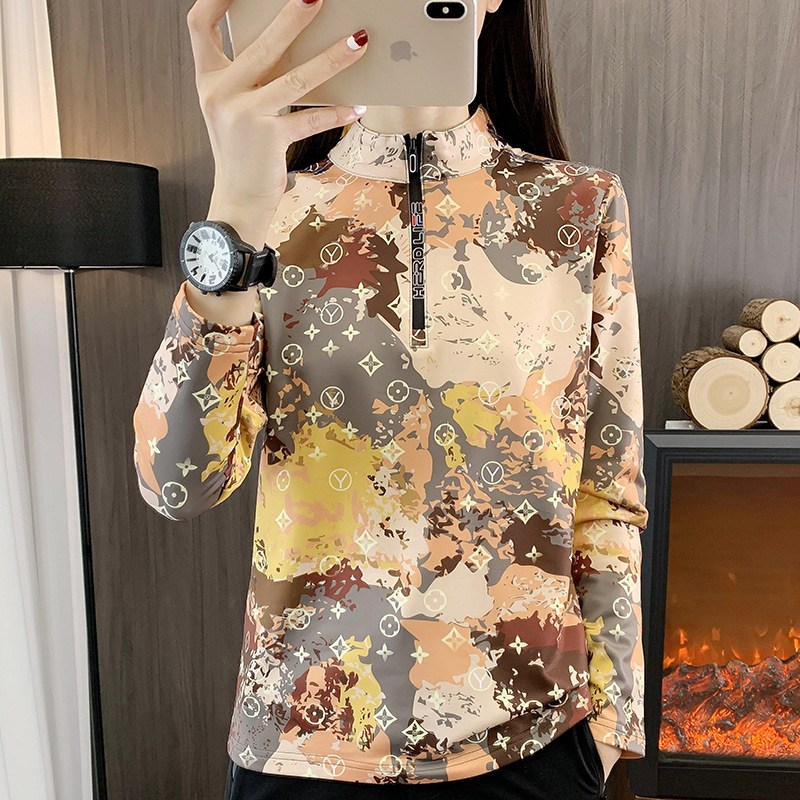 Camouflage printed quick-drying T-shirt for women Spring and Autumn versatile fashionable slim fit casual Korean style fashionable quick-drying clothes long sleeve
