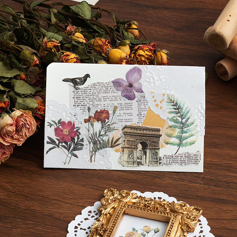 ins fresh 3 pieces into flat stickers golden flower language DIY album and paper stickers Journal plant flower stickers