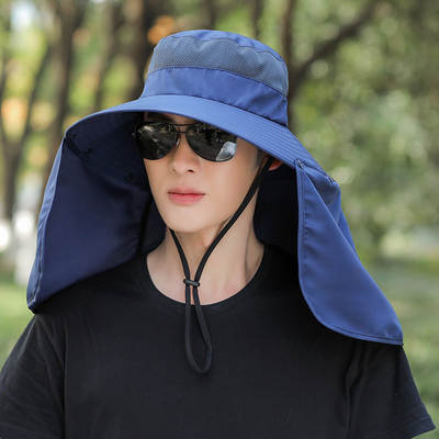 Sunshade Hat Men's Summer Fishing Fisherman Hat Outdoor Sunscreen Shawl Sun Mountaineering Hat Detachable Mountaineering Mesh