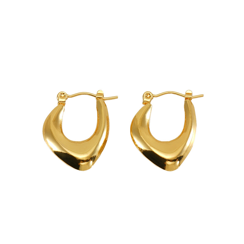 High-grade stainless steel 18K Gold Plated Retro design hollow green eye earrings