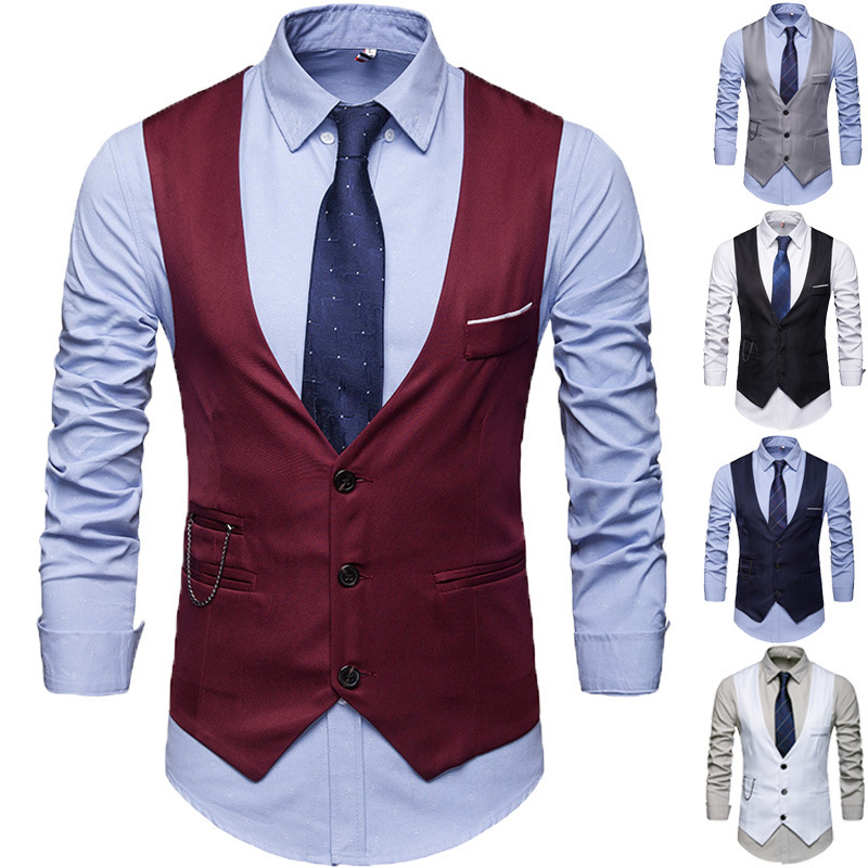AliExpress Amazon Summer New Men's Solid Color Suit Vest British Slim-fit Large Size Vest