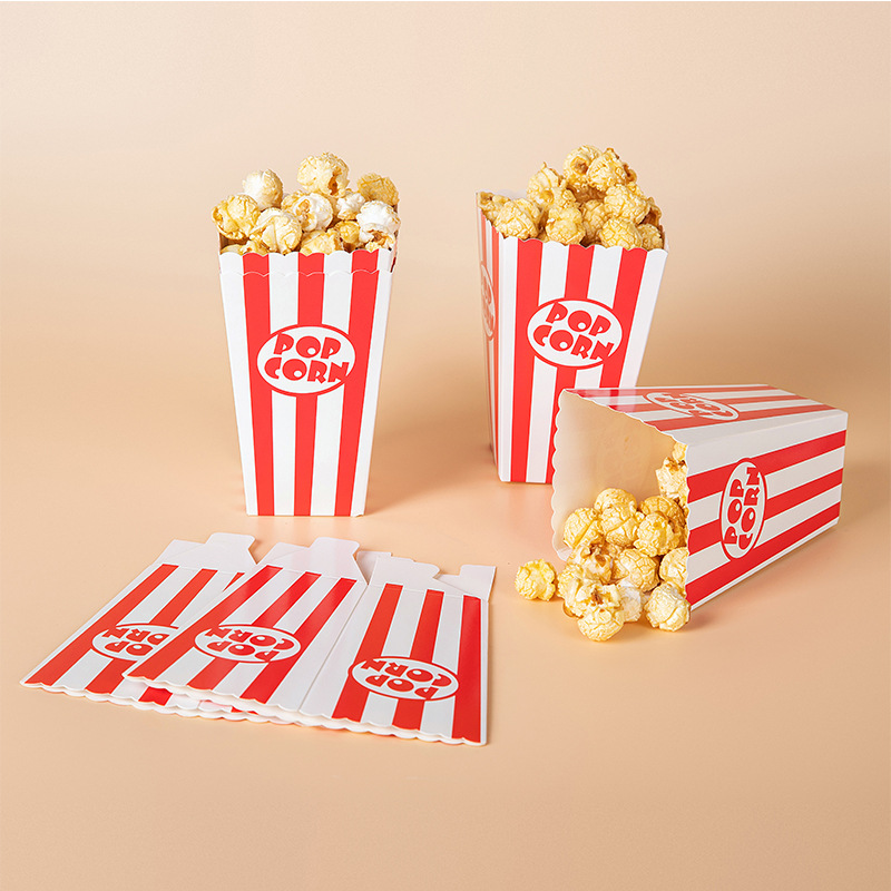 In stock instant popcorn square box disposable food grade paper box wholesale chicken rice flower French fries food packing box