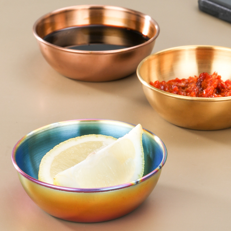 201 Stainless Steel Round Small Dish Thickened Japanese Household Sauce Dish Deepened Pickles Soy Sauce Dip Dish Dish for Seasoning