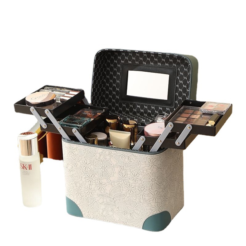 2023 new cosmetic case suitcase retro large capacity tattoo toolbox waterproof professional nail art box wholesale