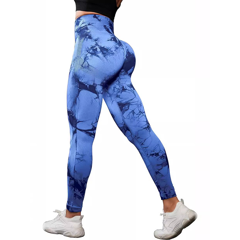 Cross-border plus size European and American Tie-dye Peach Hip Yoga Pants Thickened Seamless Hip-lifting Trousers Tight High Waist Sports