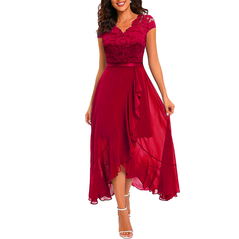 European and American New Foreign Trade Amazon Lace dress Banquet Dress Long Skirt Party Evening Dress Bridesmaid Dress