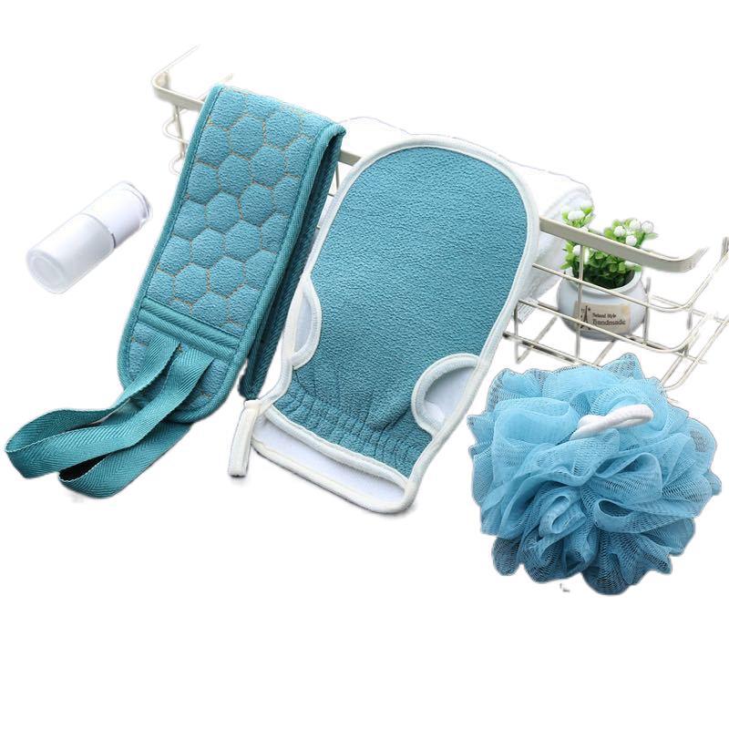 Rubbing towel bathing artifact three-piece set thickened rubbing mud decontamination bath ball combination set back Strip long rubbing towel