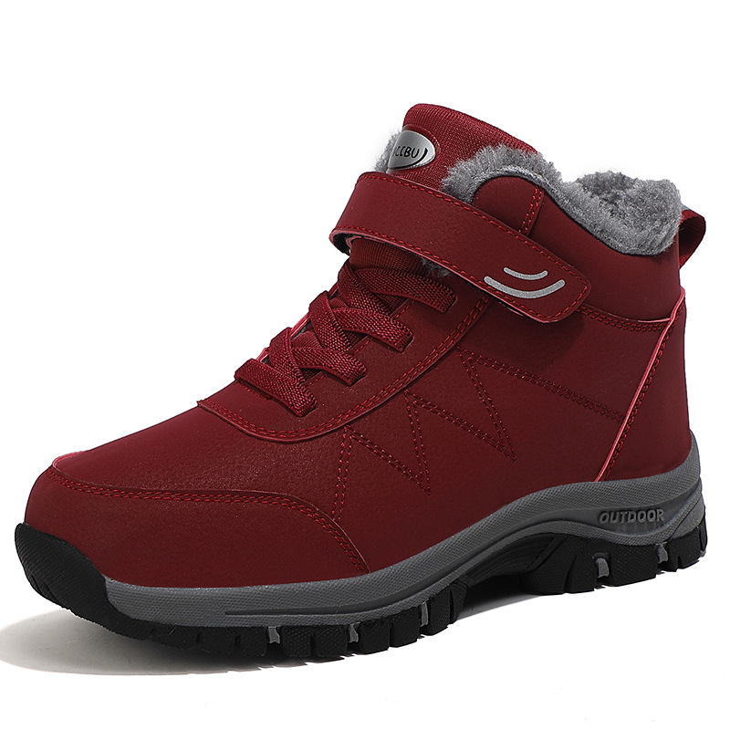Winter Velvet Middle-aged and Elderly Walking Shoes Women's High-top Cotton Shoes Non-slip Warm Hiking Shoes Women's Snow Boots