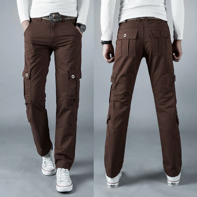 Pure Cotton Overalls Men's Loose Straight Multi-Bag Wear-Resistant Auto Repair Express Work Pants Special Forces Security Pants