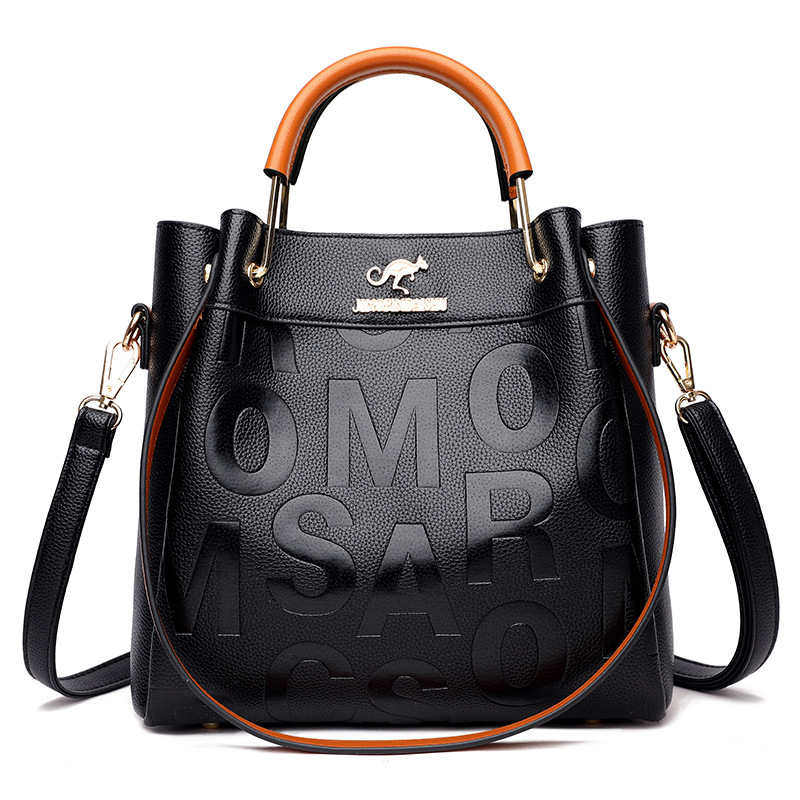 New Cross-border Handbag Outgoing Crossbody Bag Large Capacity Internet Popular Same Style Stylist Soft Leather Embossed Shoulder Bag Women's Bag