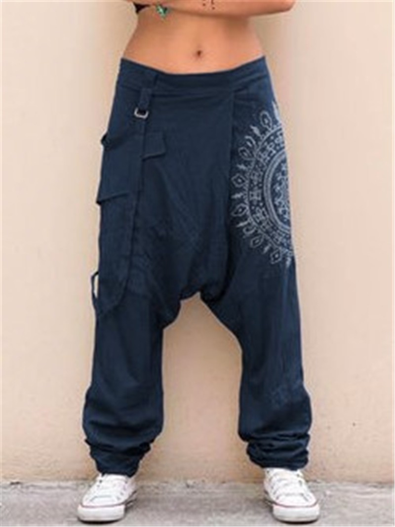 Cross-border foreign trade 2020 explosions European and American women's clothing printing casual crotch harem pants
