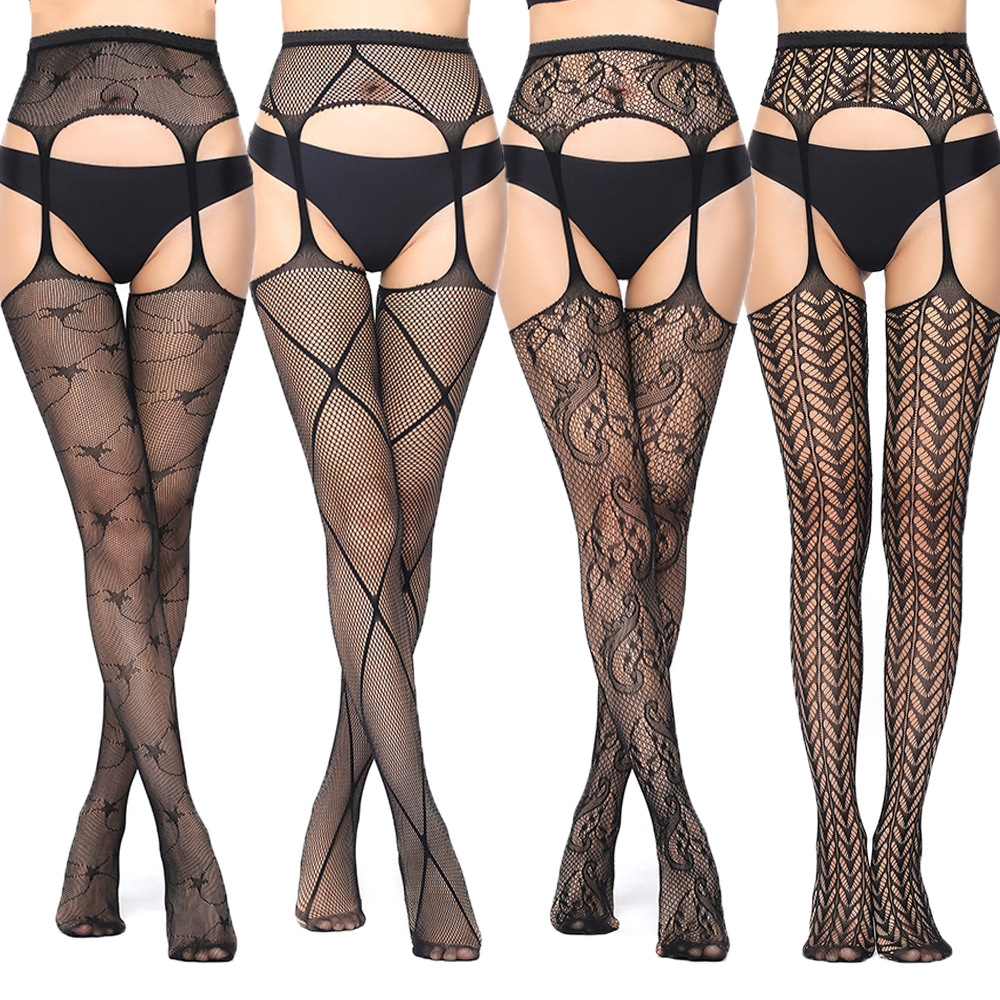 Factory spot suspenders net stockings sexy stockings women sexy bottoming pantyhose fishing net eye jacquard crotch socks 7501