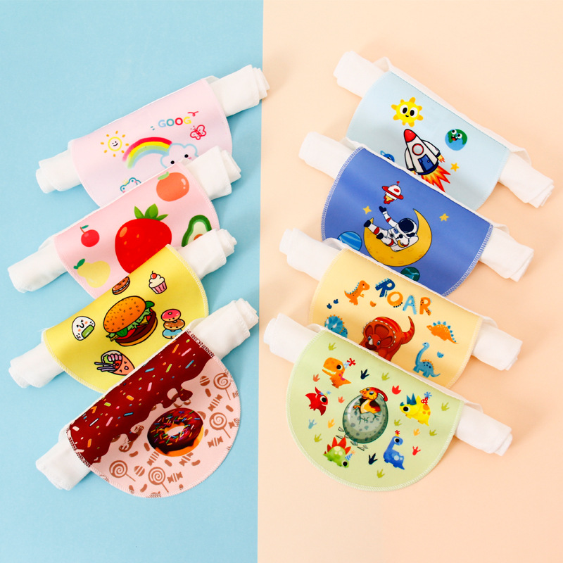 New children's sweat towel baby sweat towel cute cartoon pad back towel printed summer cotton gauze sweat back towel
