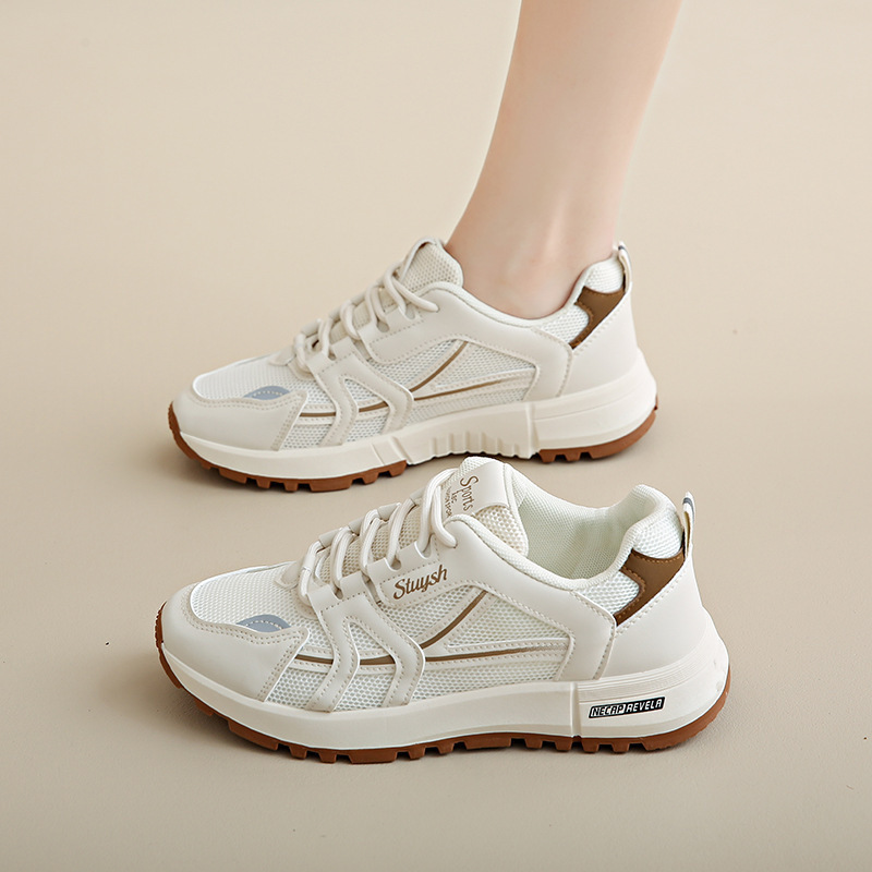 2024 New thick-soled comfortable all-match breathable women's sports casual single-layer shoes women's net red retro argan daddy shoes women