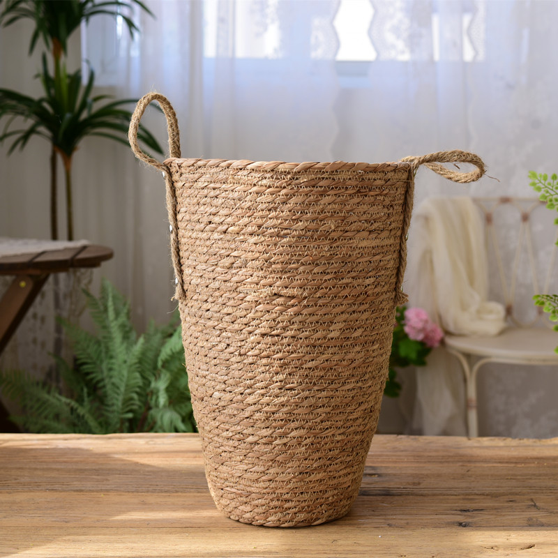 Nordic straw woven flower basket Large Vase decoration living room flower arrangement starry dried flower modern minimalist rattan flower pot