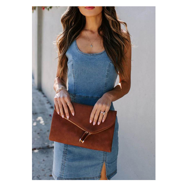 2022 AliExpress Cross-border Spring and Autumn Denim Dress Crewneck Women's Skirt Sleeveless Denim Strap Skirt