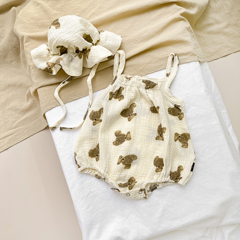 Ins Summer Korean-style New Baby Cute Bear Sling Men's and Women's Baby Bag Fart Climbing Wear Hat