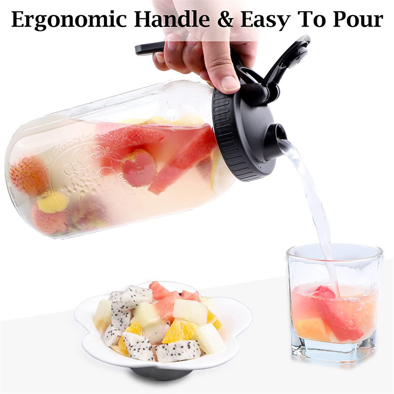 64oz Mason Jar with Scale Cold Kettle Glass Kettle 32oz suit Coffee Filter Plum Plastic Mesh Handle Lid