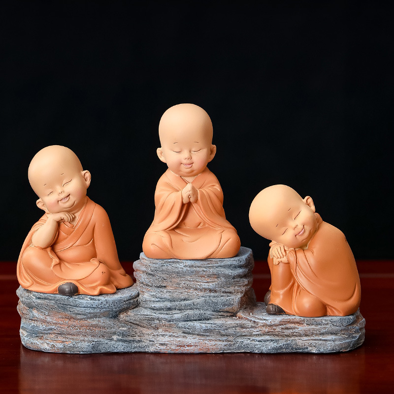Zen little monk tea table tea table decoration living room TV cabinet home office good resin decoration gift