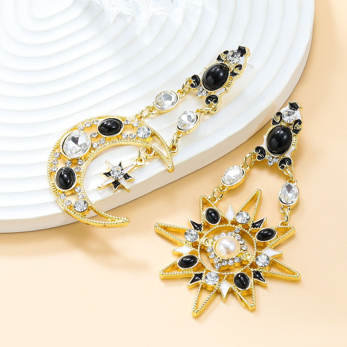 中古耳環歐美復古耳飾女潮流網紅星星月亮不對稱耳墜批發earrings