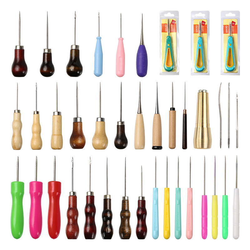 New awl combination plastic wooden copper drilling shoes leather tools repair sewing tools various styles
