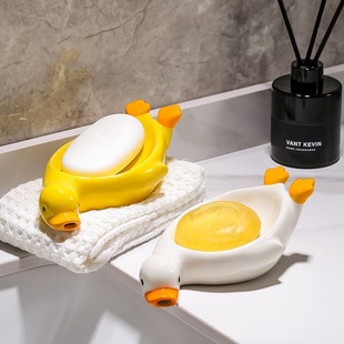 Creative little yellow duck ceramic soap box cute duck soap box storage rack bathroom draining soap dish