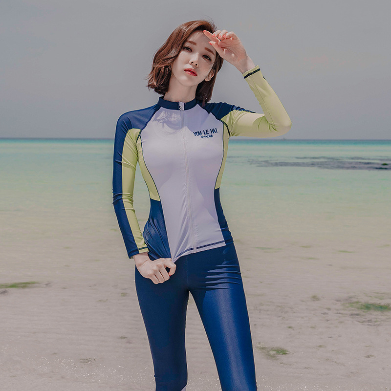 Wetsuit women's split long-sleeved swimsuit, conservative, slimming, anti-scratch, quick-drying surfing snorkeling suit, jellyfish suit