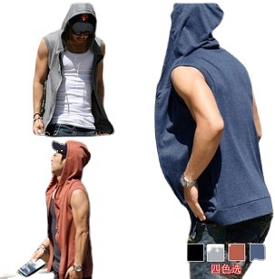 Vest New Style Listed Hooded Men's Vest Summer Cardigan Hooded Strap Hooded Vest Large Size XXXXLT18