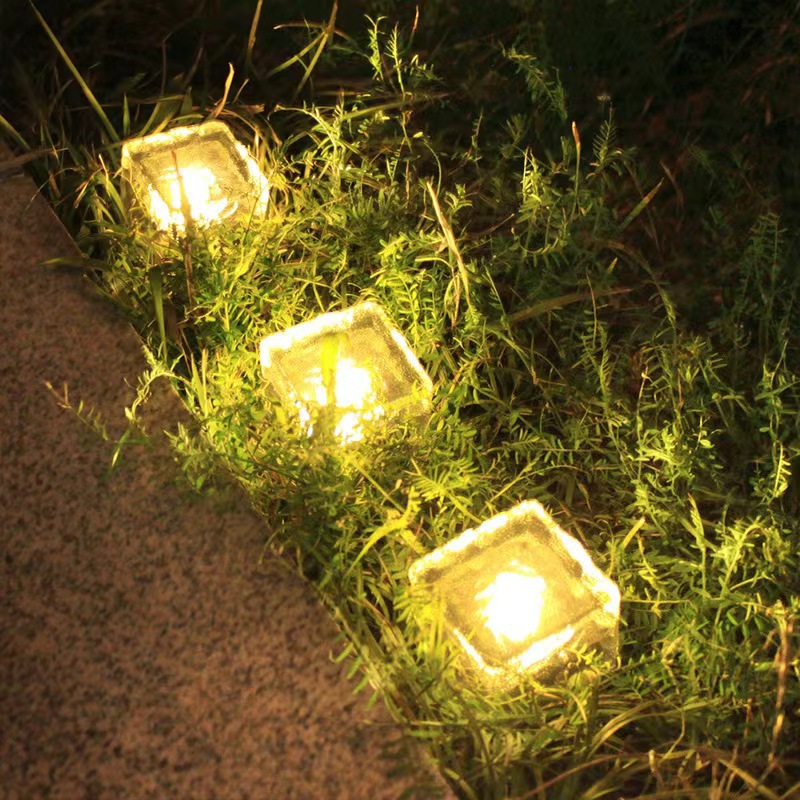Cross-border courtyard buried light Courtyard ice brick light home garden lawn light Solar outdoor decorative landscape light