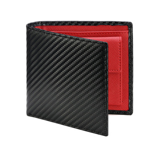 Cross-border Men's Carbon Fiber Pattern Wallet Amazon Two-fold Leather Wallet Multi-card Change Short Wallet Clip