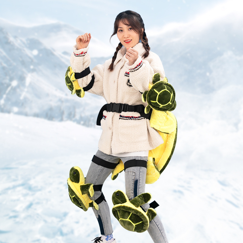 Ski hip protection gear cartoon turtle children adult plush knee pad elbow pad thickened Sports drop-resistant suit outer wear