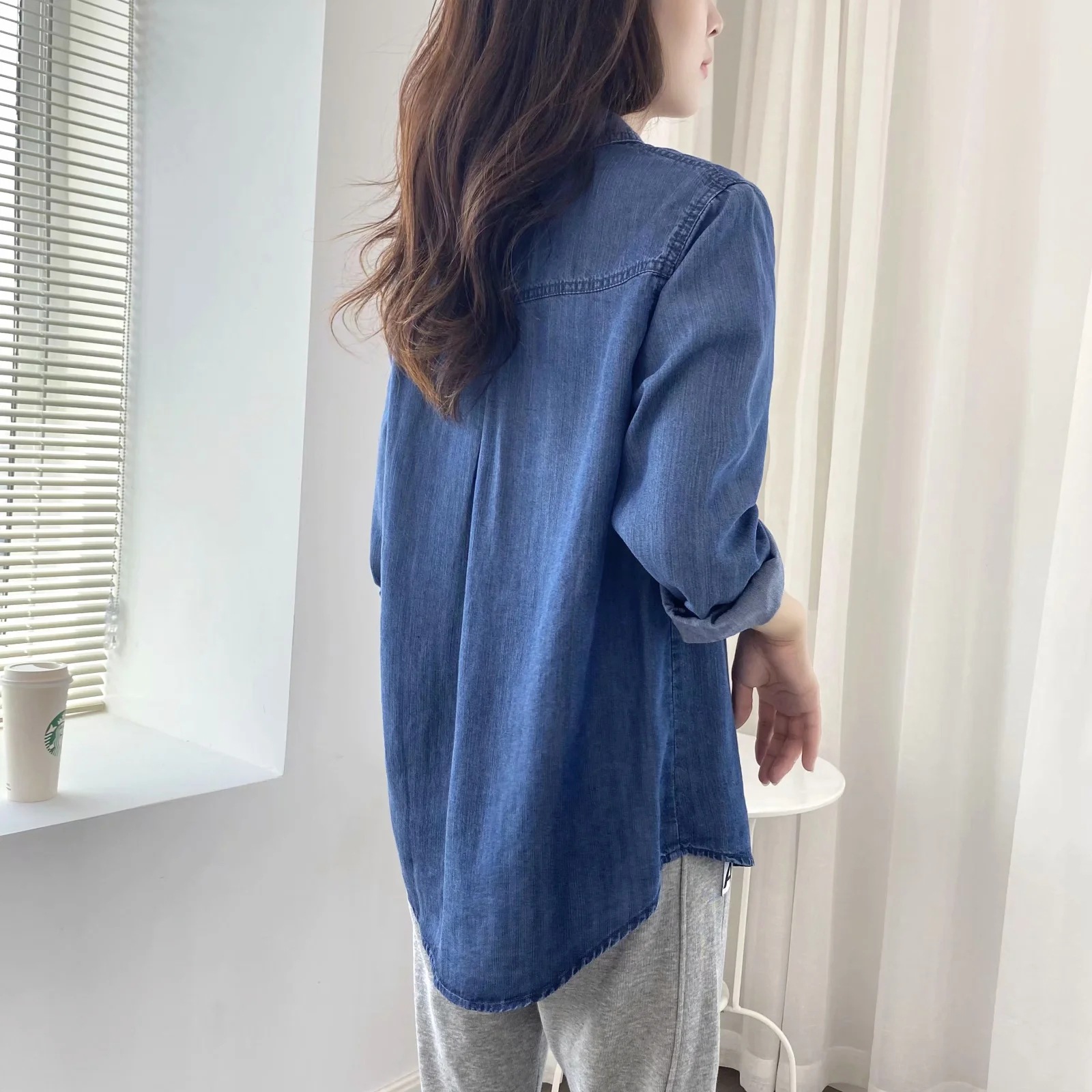 Early Autumn Thin Denim Shirt Women's Korean Style 2023 Spring and Summer New Loose Casual Shirt Jacket 2114