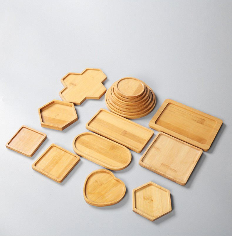 Cross-border Bamboo Coaster Placemat Flower Pot Mat Round Rectangular Shaped Multi-size Tea Coaster DIY Coaster
