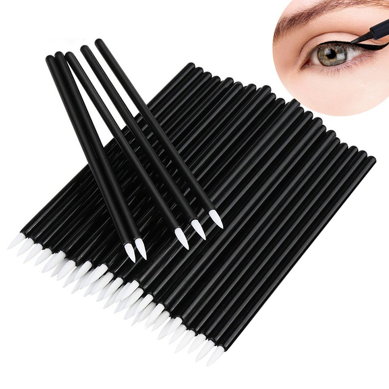 Factory 50 PCs/Pack Eyeliner Brush Nilong Eyeliner Brush Fine Hat Eyeliner Brush Portable Yellow Head White Head Brush
